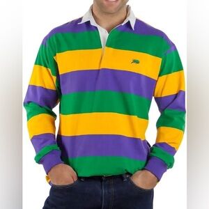 Perlis Crawfish Mardi Gras Full Stripe Rugby size large